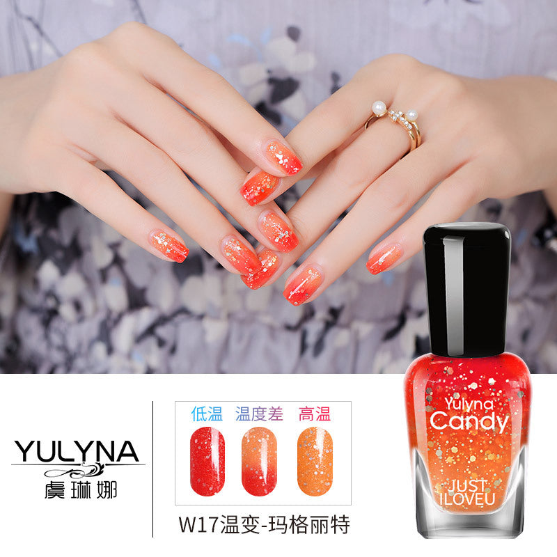 Yu Linna cross-border oily gradient non-peelable color-changing manufacturer direct sales oily temperature-changing nail polish one piece dropshipping