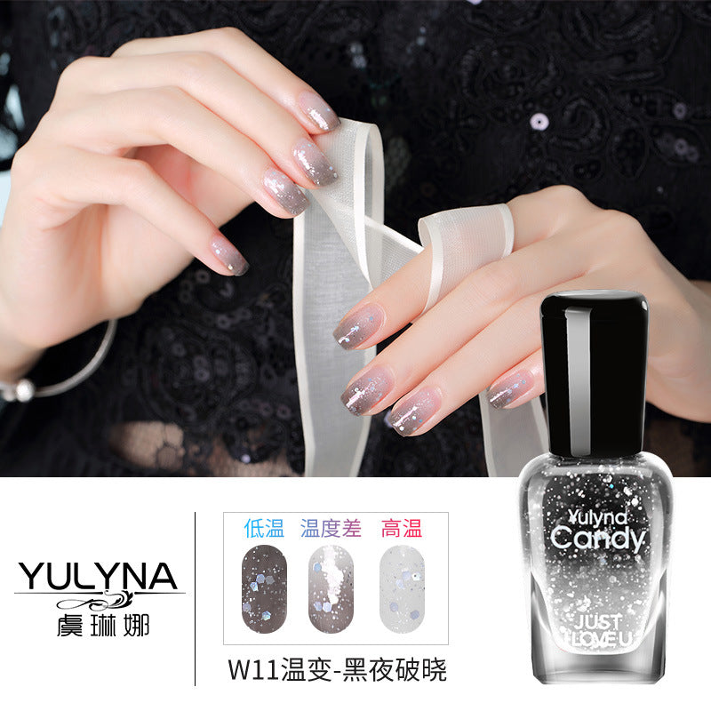 Yu Linna cross-border oily gradient non-peelable color-changing manufacturer direct sales oily temperature-changing nail polish one piece dropshipping