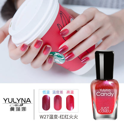 Yu Linna cross-border oily gradient non-peelable color-changing manufacturer direct sales oily temperature-changing nail polish one piece dropshipping