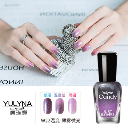 Yu Linna cross-border oily gradient non-peelable color-changing manufacturer direct sales oily temperature-changing nail polish one piece dropshipping