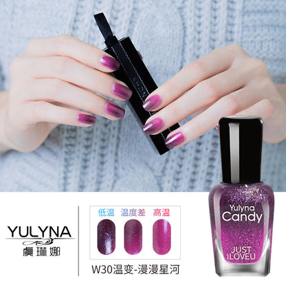 Yu Linna cross-border oily gradient non-peelable color-changing manufacturer direct sales oily temperature-changing nail polish one piece dropshipping