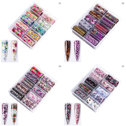 Zhifei's new Christmas Halloween starry sky paper flower leopard starry sky candy nail art transfer paper wholesale nail art