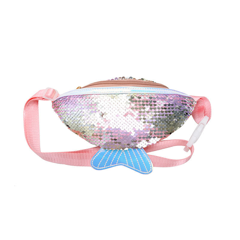 Korean Fashion Children's Waist Bag 2024 New Sequin Children's Chest Bag Cute Fishtail Children's Small Shoulder Bag Wholesale 