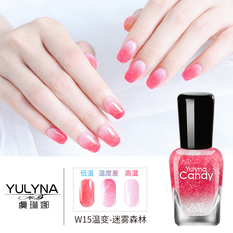 Yu Linna cross-border oily gradient non-peelable color-changing manufacturer direct sales oily temperature-changing nail polish one piece dropshipping