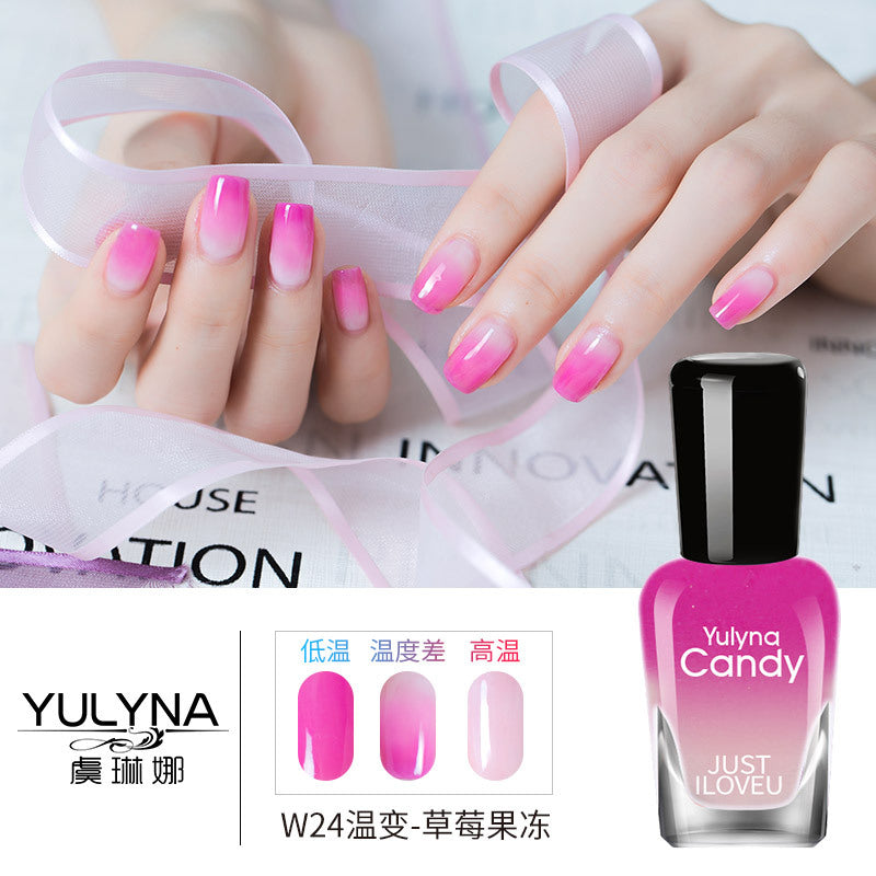 Yu Linna cross-border oily gradient non-peelable color-changing manufacturer direct sales oily temperature-changing nail polish one piece dropshipping