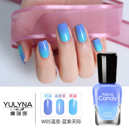 Yu Linna cross-border oily gradient non-peelable color-changing manufacturer direct sales oily temperature-changing nail polish one piece dropshipping