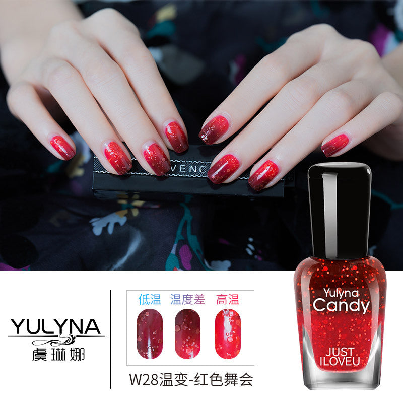 Yu Linna cross-border oily gradient non-peelable color-changing manufacturer direct sales oily temperature-changing nail polish one piece dropshipping