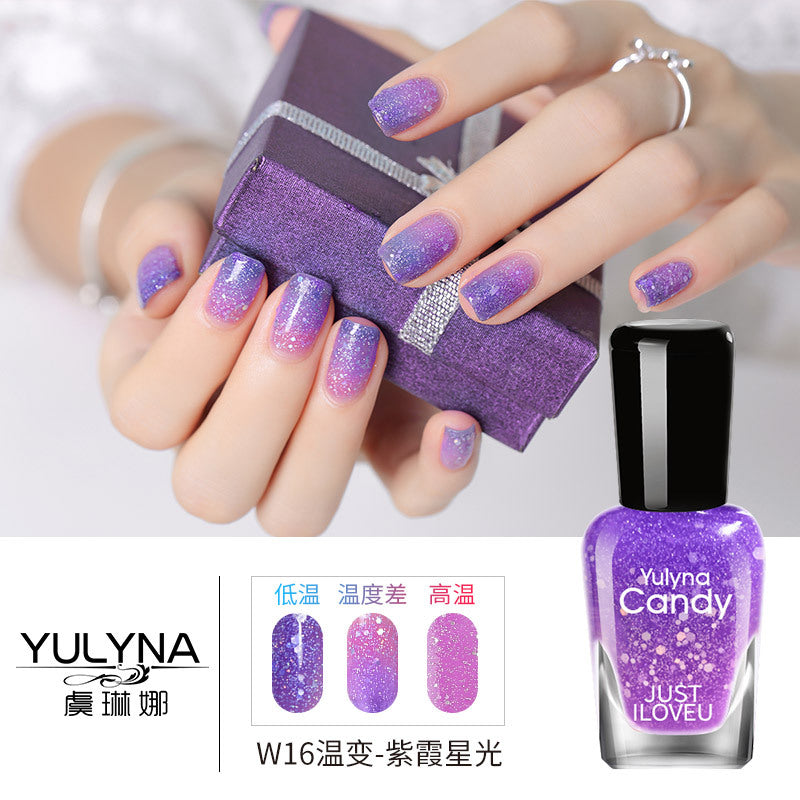 Yu Linna cross-border oily gradient non-peelable color-changing manufacturer direct sales oily temperature-changing nail polish one piece dropshipping