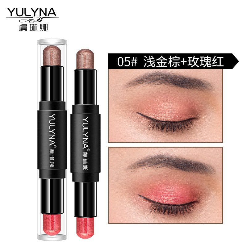 YULYNA Yu Linna factory direct sales double-headed high gloss not easy to smudge double-headed eye shadow