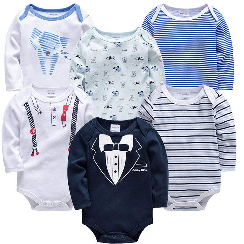 Newborn baby romper 6 piece set long sleeve 2024 autumn baby clothes baby jumpsuit cross-border manufacturers 