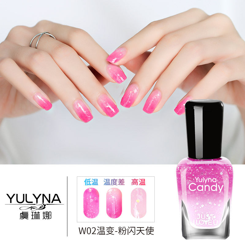 Yu Linna cross-border oily gradient non-peelable color-changing manufacturer direct sales oily temperature-changing nail polish one piece dropshipping