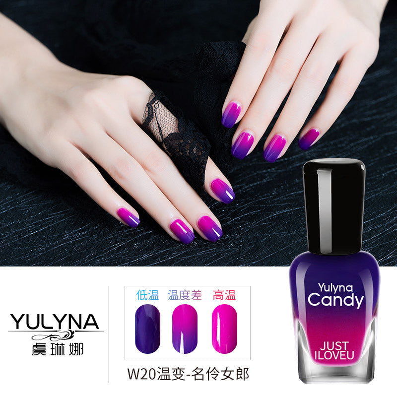 Yu Linna cross-border oily gradient non-peelable color-changing manufacturer direct sales oily temperature-changing nail polish one piece dropshipping