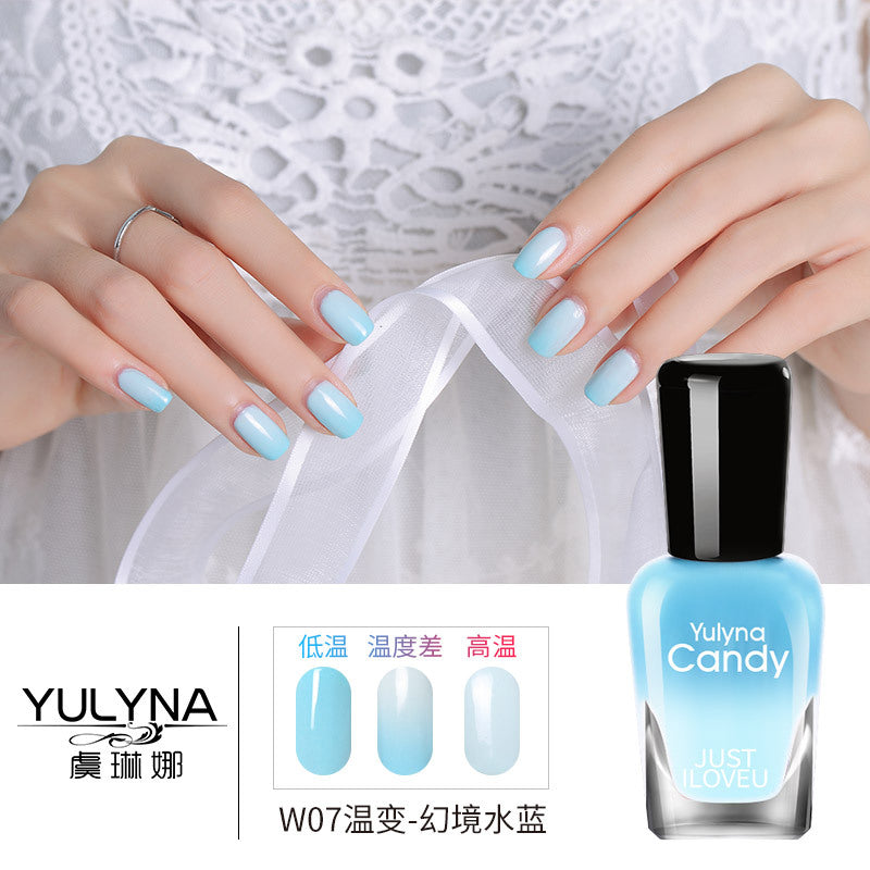 Yu Linna cross-border oily gradient non-peelable color-changing manufacturer direct sales oily temperature-changing nail polish one piece dropshipping