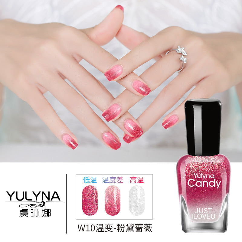 Yu Linna cross-border oily gradient non-peelable color-changing manufacturer direct sales oily temperature-changing nail polish one piece dropshipping