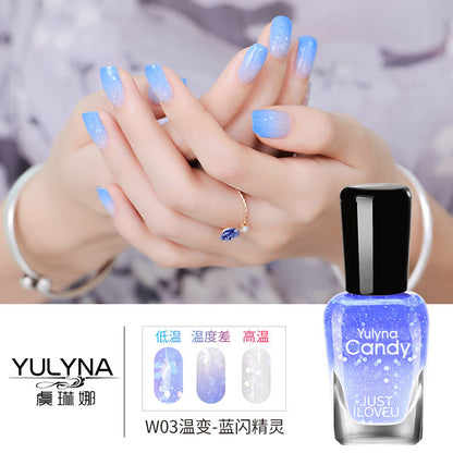 Yu Linna cross-border oily gradient non-peelable color-changing manufacturer direct sales oily temperature-changing nail polish one piece dropshipping