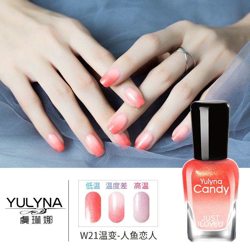 Yu Linna cross-border oily gradient non-peelable color-changing manufacturer direct sales oily temperature-changing nail polish one piece dropshipping