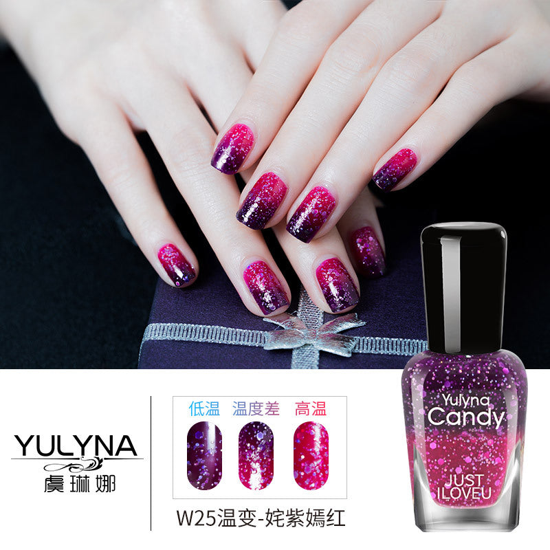 Yu Linna cross-border oily gradient non-peelable color-changing manufacturer direct sales oily temperature-changing nail polish one piece dropshipping