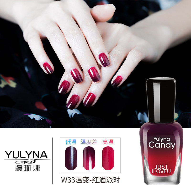 Yu Linna cross-border oily gradient non-peelable color-changing manufacturer direct sales oily temperature-changing nail polish one piece dropshipping