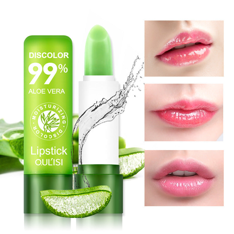 ក្រែមលាបមាត់ Aloe Vera Jelly Lipstick ប្តូរពណ៌បបូរមាត់ មិនងាយលុបគ្រឿង Makeup