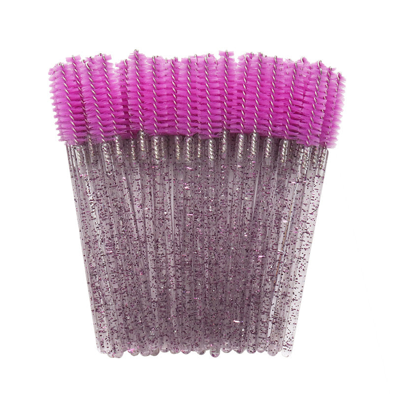 Wholesale crystal rod nylon head eyelash brush portable beauty makeup tool grafting eyelash comb