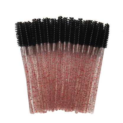 Wholesale crystal rod nylon head eyelash brush portable beauty makeup tool grafting eyelash comb