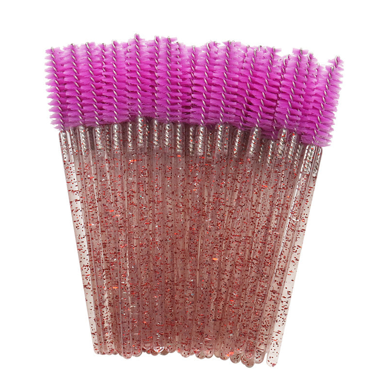 Wholesale crystal rod nylon head eyelash brush portable beauty makeup tool grafting eyelash comb