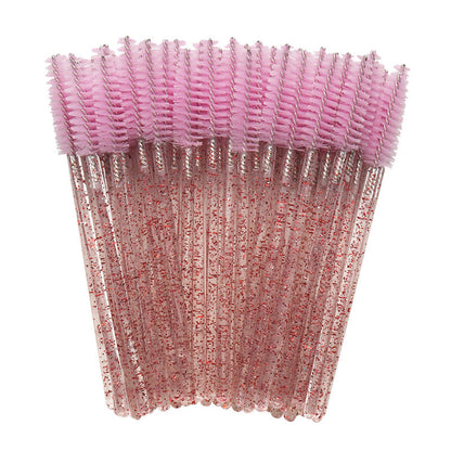 Wholesale crystal rod nylon head eyelash brush portable beauty makeup tool grafting eyelash comb