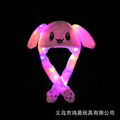 The same bunny ear hat as Douyin, the internet celebrity glows cute and lovely airbag, the bunny hat with ears that move when you pinch it