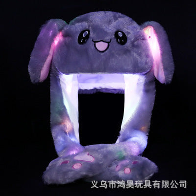 The same bunny ear hat as Douyin, the internet celebrity glows cute and lovely airbag, the bunny hat with ears that move when you pinch it