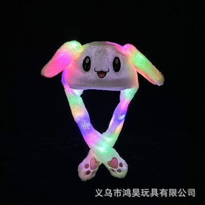 The same bunny ear hat as Douyin, the internet celebrity glows cute and lovely airbag, the bunny hat with ears that move when you pinch it