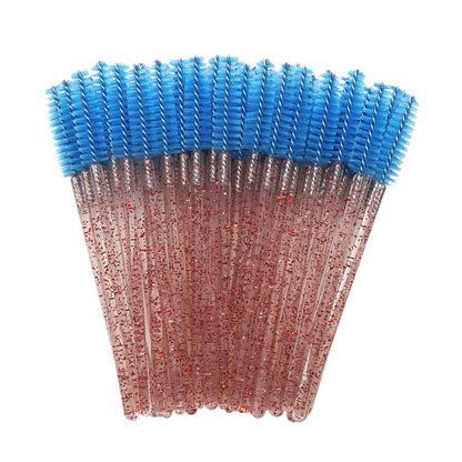 Wholesale crystal rod nylon head eyelash brush portable beauty makeup tool grafting eyelash comb