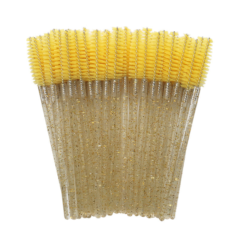 Wholesale crystal rod nylon head eyelash brush portable beauty makeup tool grafting eyelash comb