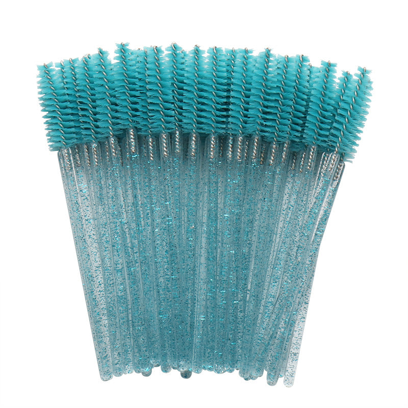 Wholesale crystal rod nylon head eyelash brush portable beauty makeup tool grafting eyelash comb