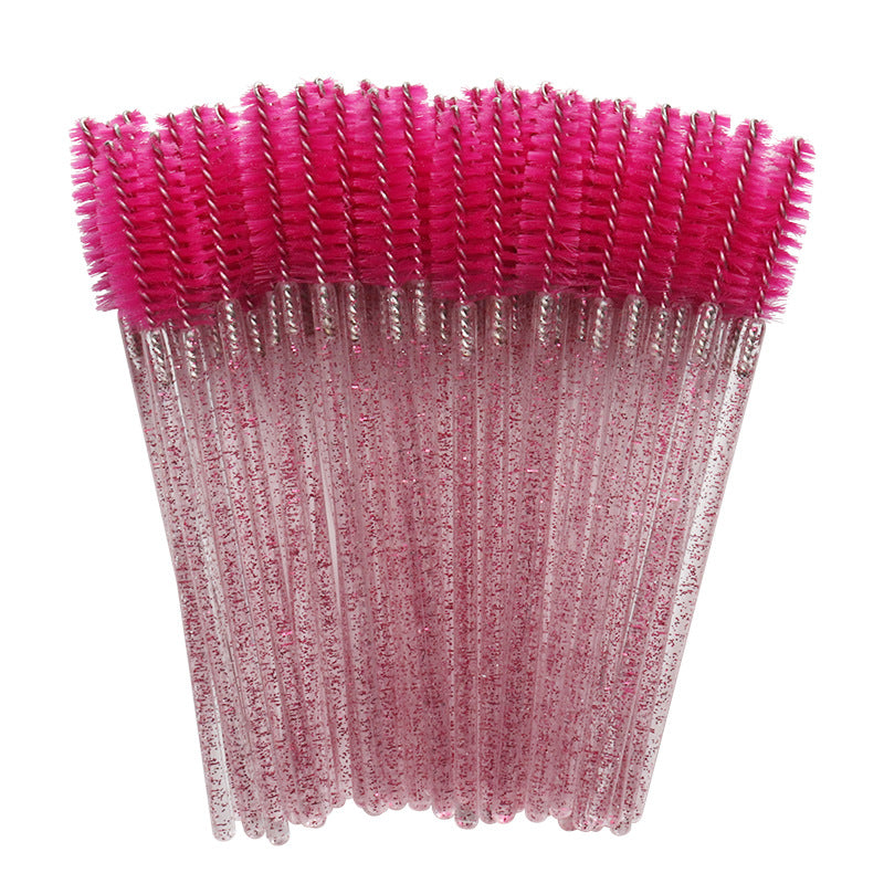 Wholesale crystal rod nylon head eyelash brush portable beauty makeup tool grafting eyelash comb