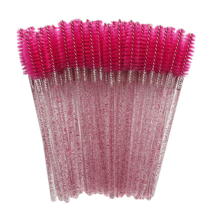 Wholesale crystal rod nylon head eyelash brush portable beauty makeup tool grafting eyelash comb