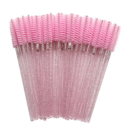 Wholesale crystal rod nylon head eyelash brush portable beauty makeup tool grafting eyelash comb