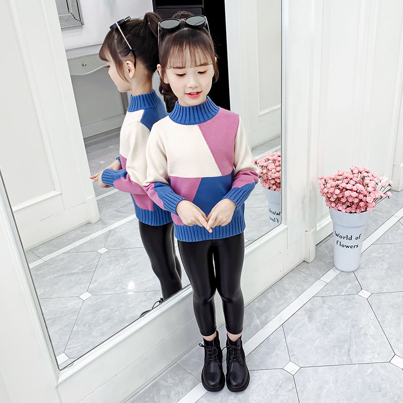 Girls sweater 2024 new winter clothes stylish children's thick pullover knitted sweater jacket top