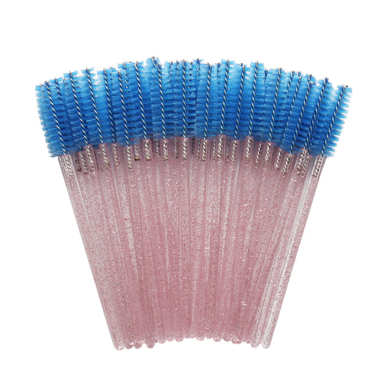 Wholesale crystal rod nylon head eyelash brush portable beauty makeup tool grafting eyelash comb