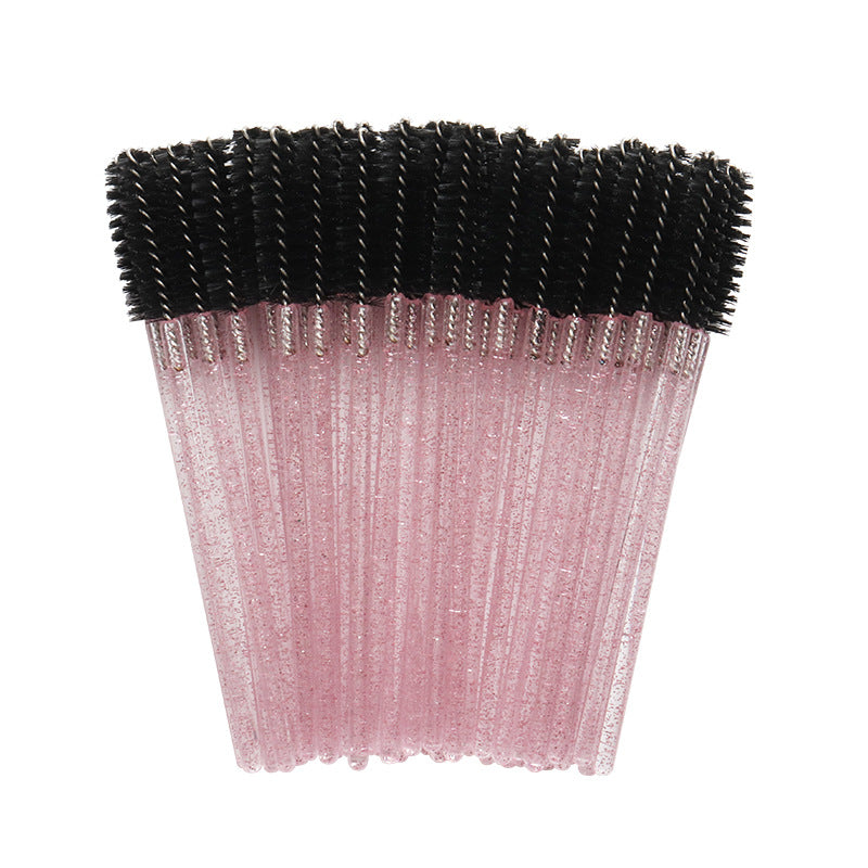 Wholesale crystal rod nylon head eyelash brush portable beauty makeup tool grafting eyelash comb