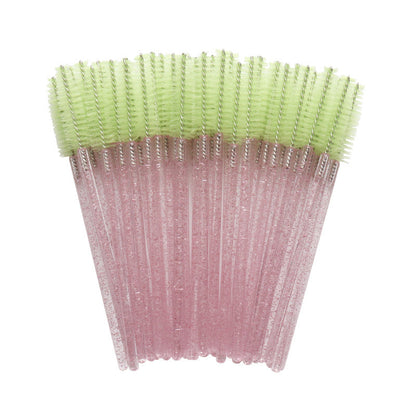 Wholesale crystal rod nylon head eyelash brush portable beauty makeup tool grafting eyelash comb