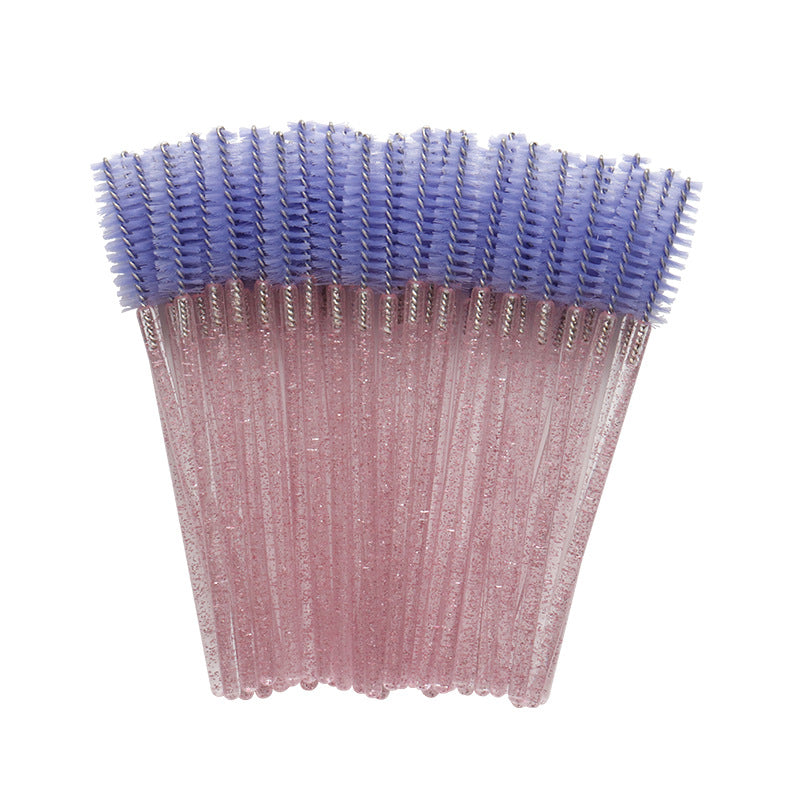 Wholesale crystal rod nylon head eyelash brush portable beauty makeup tool grafting eyelash comb