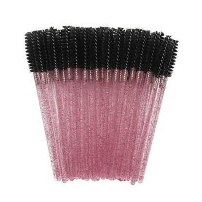 Wholesale crystal rod nylon head eyelash brush portable beauty makeup tool grafting eyelash comb