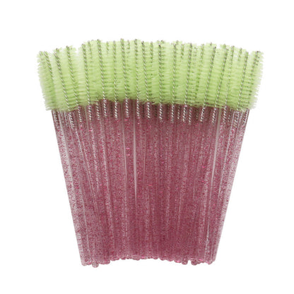 Wholesale crystal rod nylon head eyelash brush portable beauty makeup tool grafting eyelash comb