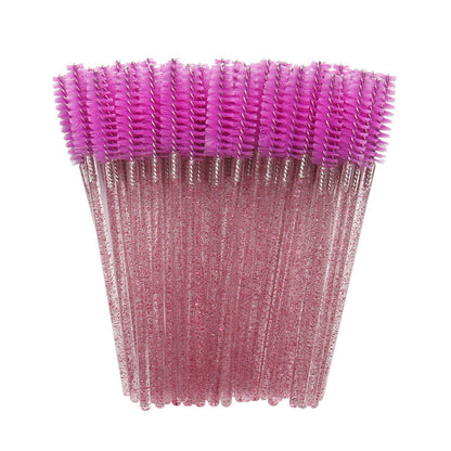 Wholesale crystal rod nylon head eyelash brush portable beauty makeup tool grafting eyelash comb