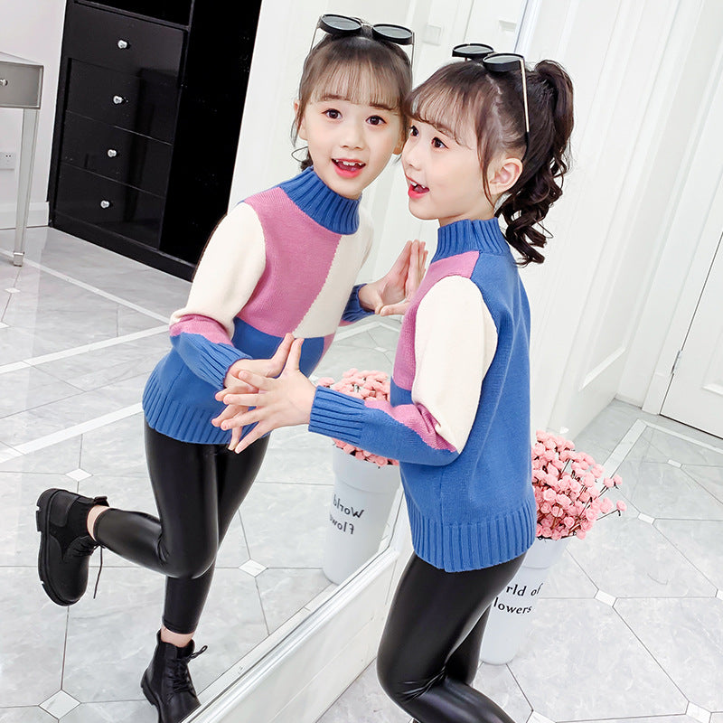 Girls sweater 2024 new winter clothes stylish children's thick pullover knitted sweater jacket top