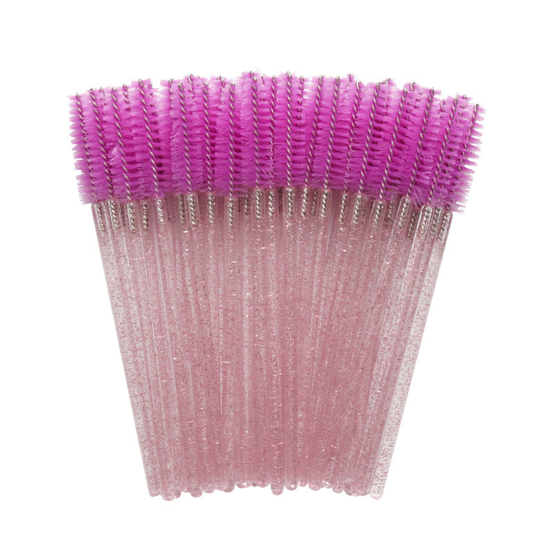 Wholesale crystal rod nylon head eyelash brush portable beauty makeup tool grafting eyelash comb