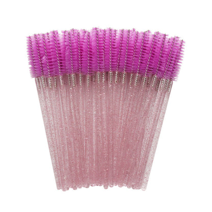 Wholesale crystal rod nylon head eyelash brush portable beauty makeup tool grafting eyelash comb