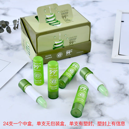 ក្រែមលាបមាត់ Aloe Vera Jelly Lipstick ប្តូរពណ៌បបូរមាត់ មិនងាយលុបគ្រឿង Makeup