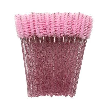 Wholesale crystal rod nylon head eyelash brush portable beauty makeup tool grafting eyelash comb