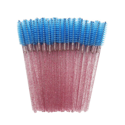 Wholesale crystal rod nylon head eyelash brush portable beauty makeup tool grafting eyelash comb